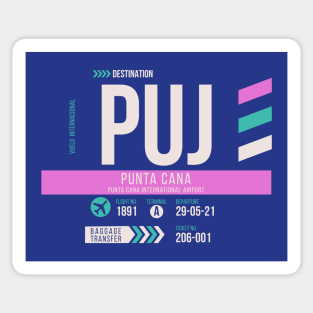 Punta Cana (PUJ) Airport Code Baggage Tag Sticker